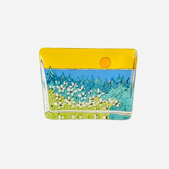 VTG Wildflowers Glass Art Signed Helja Liukko Sundstrom for Arabia Finland - Picture 3 of 9